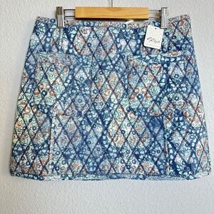 Free People Darla Blue Tapestry Quilted Floral Mini Skirt Blue OB2071532 Size 8